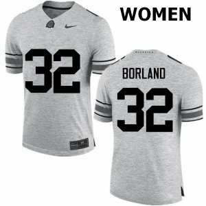 Women's Ohio State Buckeyes #32 Tuf Borland Gray Nike NCAA College Football Jersey OG KSC2244RS
